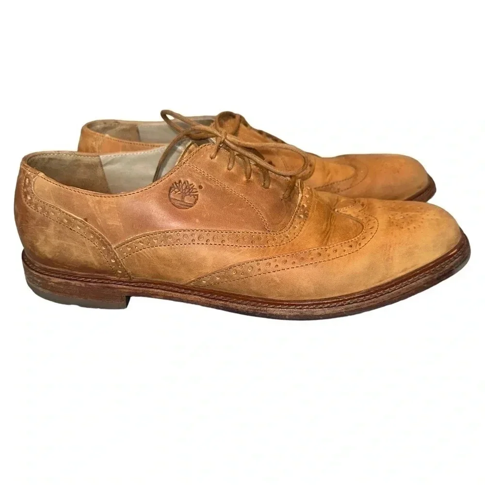 Timberland waterproof natural tan leather distressed Oxford dress shoes‎ size 10 - Picture 2 of 8